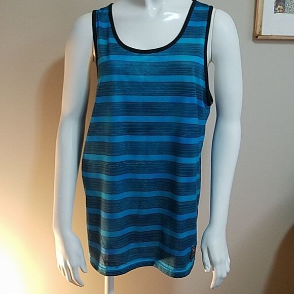 Under Armour Blue & Black Striped Tank Top (M) - Picture 2 of 5
